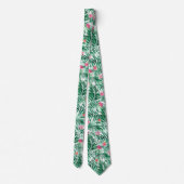 Tropical Palm & Monstera Blätter & exotische Blume Krawatte (Rückseite)