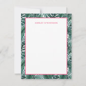 Tropical Palm Monstera Blätter Rosa Individuelle N Mitteilungskarte (Vorderseite)