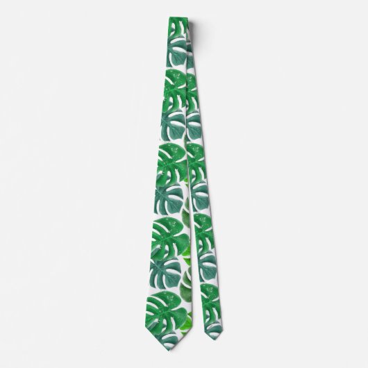 Tropical Palm Monstera Green Blätter Krawatte (Vorderseite)