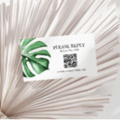 Tropical Palm Monstera Leaf Wedding QR Code Card Visitenkarte