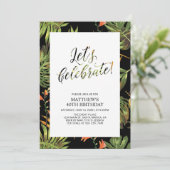 Tropical Palm Muster Erwachsene 40. Geburtstag Par Einladung (Stehend Vorderseite)