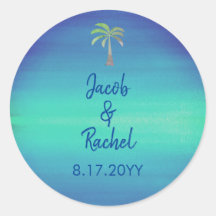 Tropical Palm Mute Blue Green Beach Hochzeit