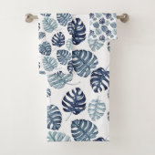 Tropical Palm Navy Blue Gold Badhandtuch Set (Insitu)
