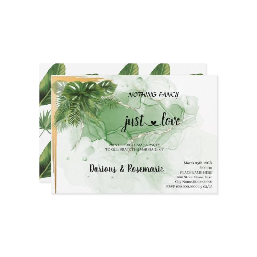 Tropical Palm Nichts Extravagant nur Liebe Eloptio Einladung (Vorderseite/Rückseite Beispiel)