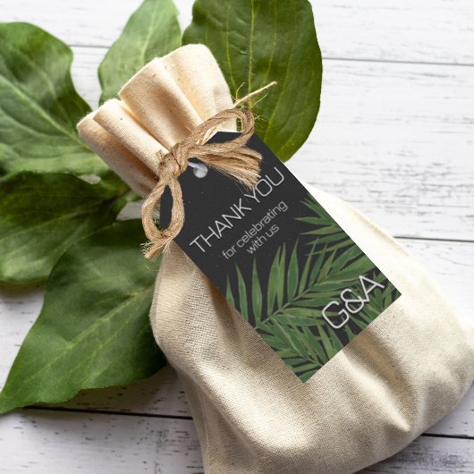 Tropical Palm Night Sky Moderne Initialen Hochzeit Geschenkanhänger