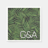 Tropical Palm Night Sky Moderne Initialen Hochzeit Serviette (Vorderseite)
