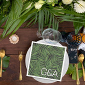 Tropical Palm Night Sky Moderne Initialen Hochzeit Serviette