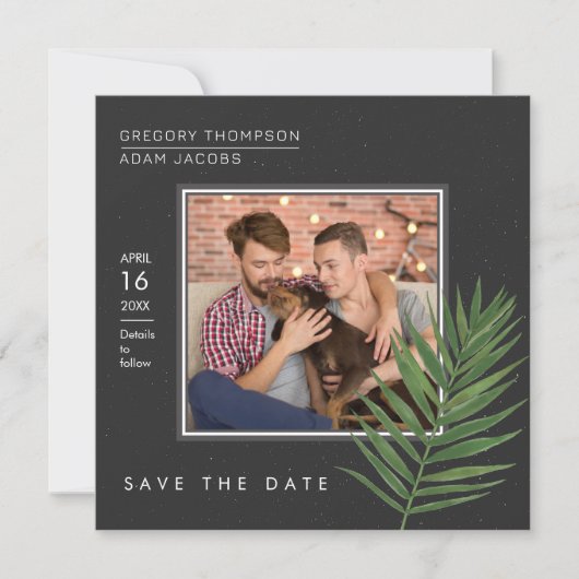 Tropical Palm Night Sky Save the Date Minimalistis (Vorderseite)