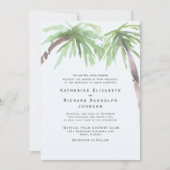 Tropical Palm One Place Seafoam Hochzeit Einladung (Vorderseite)