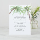 Tropical Palm One Place Seafoam Hochzeit Einladung (Stehend Vorderseite)