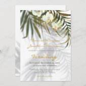 Tropical Palm & Orchid Shadows Beach Wedding Einladung (Vorne/Hinten)