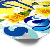 Tropical Palm Paradise with Plumeria Bloom Poster (Ecke)