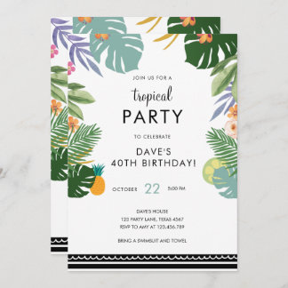 Tropical Palm Party Luau Adult Hawaiian Geburtstag Einladung