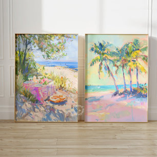 Tropical Palm Pastel Coastel Mauer Set 2
