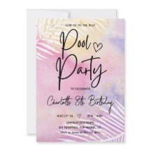 Tropical Palm Pastel Rainbow Pool Party Geburtstag