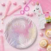 Tropical Palm Pastel Rainbow Pool Party Pappteller (Party)