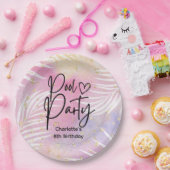 Tropical Palm Pastel Rainbow Pool Party Pappteller (Party)