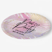 Tropical Palm Pastel Rainbow Pool Party Pappteller (Schrägansicht)