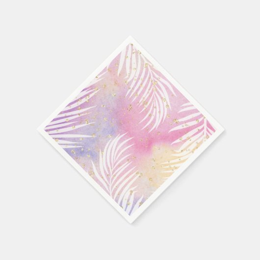Tropical Palm Pastel Rainbow Pool Party Serviette (Ecke)