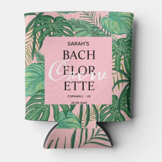 Tropical Palm Pink Bachelorette Crew Party Dosenkühler (Vorderseite)