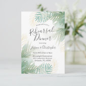Tropical Palm Sage Green Hochzeit Probe Dinner Einladung (Stehend Vorderseite)