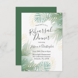 Tropical Palm Sage Green Hochzeit Probe Dinner Einladung