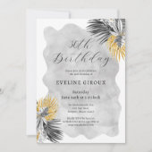 Tropical Palm Schwarz-weiß Gold 30. Geburtstag Einladung (Vorderseite)