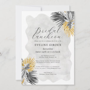 Tropical Palm Schwarz-weiß Gold Bridal Einladung