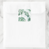 Tropical Palm Split Leaf Quadratischer Aufkleber (Tasche)