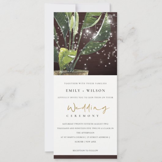 TROPICAL PALM STARRY NACHT MASON JAR LIGHT WEDD EINLADUNG (Vorderseite)