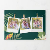 Tropical Palm String Lights Foto Collage Wedding Dreifach Gefaltete Einladung (Cover)