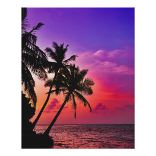 Tropical Palm Sunset Paradise Poster