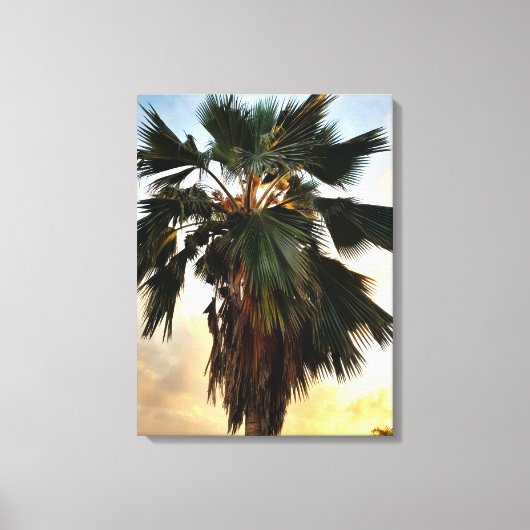 Tropical Palm Sunset - Stretched Canvas Print Leinwanddruck (Vorderseite)