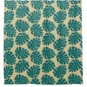 Tropical Palm Teal Beige Duschvorhang (Vorderseite)