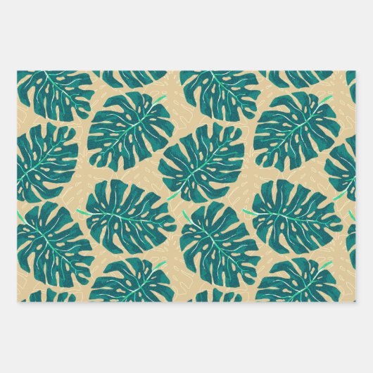 Tropical Palm Teal Beige Geschenkpapier Set (Vorderseite 2)