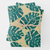 Tropical Palm Teal Beige Geschenkpapier Set (Beispiel)