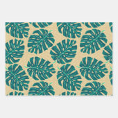 Tropical Palm Teal Beige Geschenkpapier Set (Vorderseite)