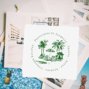 Tropical Palm Travel Blogger Logo Custom Gummistempel