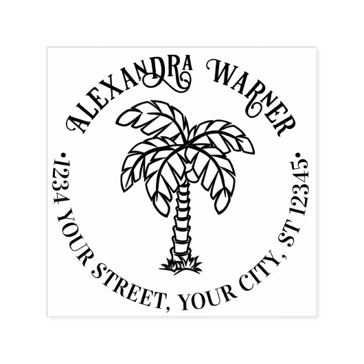 Tropical Palm Tree #3 Name Rücksendeadresse Permastempel (Design)