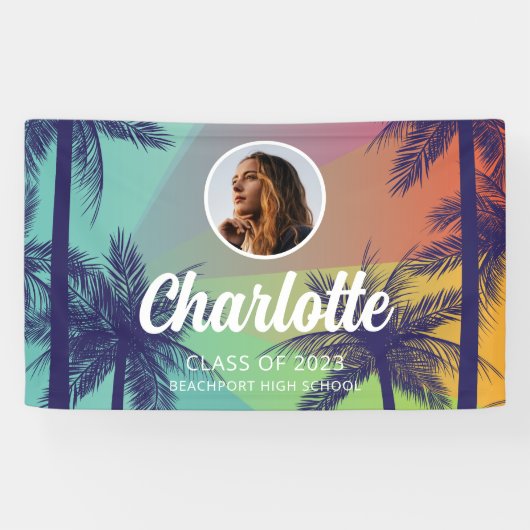 Tropical Palm Tree Abschluss Banner (Horizontal)