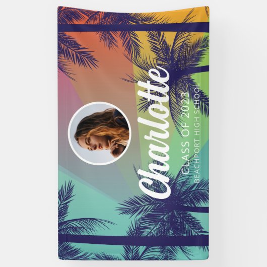Tropical Palm Tree Abschluss Banner (Vertikal)