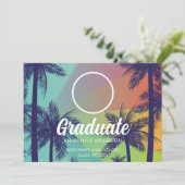 Tropical Palm Tree Abschluss Einladung (Stehend Vorderseite)