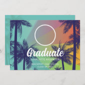 Tropical Palm Tree Abschluss Einladung (Vorne/Hinten)