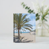 Tropical Palm Tree am Strand von Málaga Postkarte (Stehend Vorderseite)