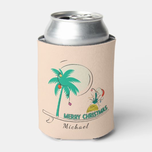 Tropical Palm Tree Ananas Frohe Weihnachten Dosenkühler (Kanne Vorderseite)