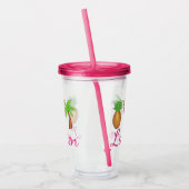 Tropical Palm Tree Ananas Pink Flamingo Acryltrinkbecher (Links)