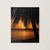 Tropical Palm Tree and Beach at Sunset Puzzle (Vertikal)