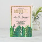 Tropical Palm Tree Banana Leaf Gold Bachelorette Einladung (Stehend Vorderseite)