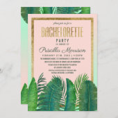 Tropical Palm Tree Banana Leaf Gold Bachelorette Einladung (Vorne/Hinten)