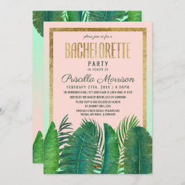 Tropical Palm Tree Banana Leaf Gold Bachelorette Einladung